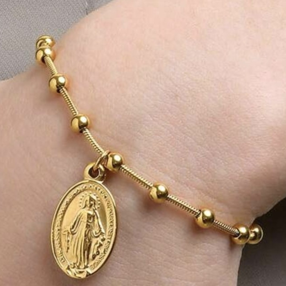 Gold Plated Virgin Mary Mother Mary Bracelet NeW